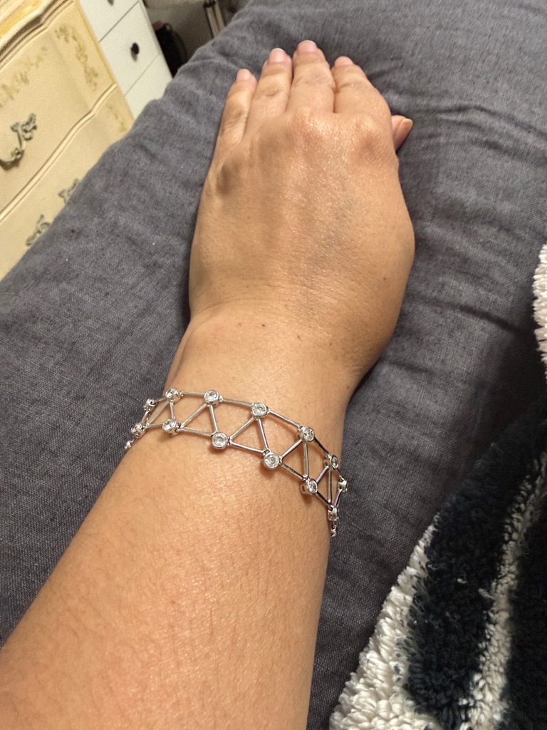 Silver Geometric Crystal Link Bracelet - Contemporary Women's Jewelry
